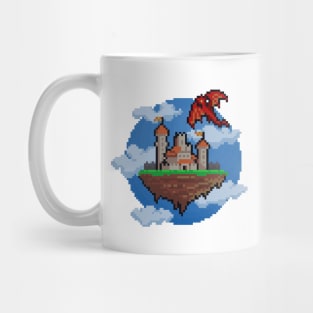 Pixel Art Fantasy Castle and Dragon Mug